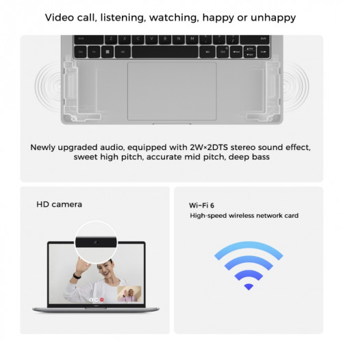 Ordinateur portable Xiaomi RedmiBook Pro 14 pouces, 16 Go + 512 Go, Windows 11 Home Version chinoise, Intel 12e génération Core i7-12650H Deca Core MX550 Discrete Graphics SX7301863-013