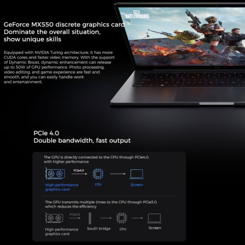 Ordinateur portable Xiaomi RedmiBook Pro 14 pouces, 16 Go + 512 Go, Windows 11 Home Version chinoise, Intel 12e génération Core i7-12650H Deca Core MX550 Discrete Graphics SX7301863-013