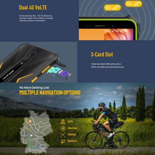  Ulefone Armor X12 Pro, 4 Go + 64 Go, téléphone robuste IP68/IP69K, 5,45 pouces Android 13 MediaTek Helio G36 Octa Core, réseau : 4G, NFC (moins vert) SU801B69-016