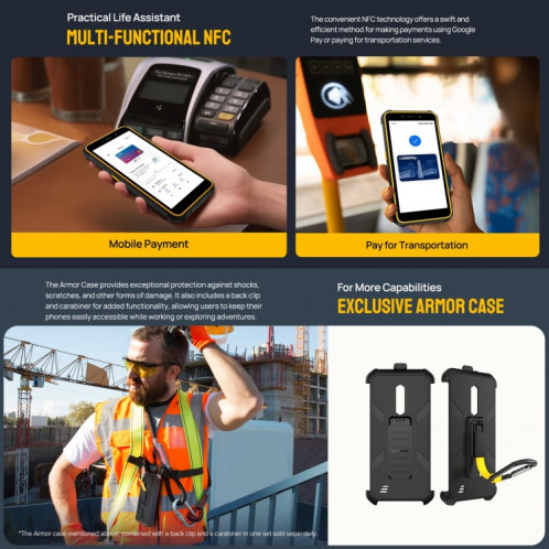  Ulefone Armor X12 Pro, 4 Go + 64 Go, téléphone robuste IP68/IP69K, 5,45 pouces Android 13 MediaTek Helio G36 Octa Core, réseau : 4G, NFC (moins vert) SU801B69-016