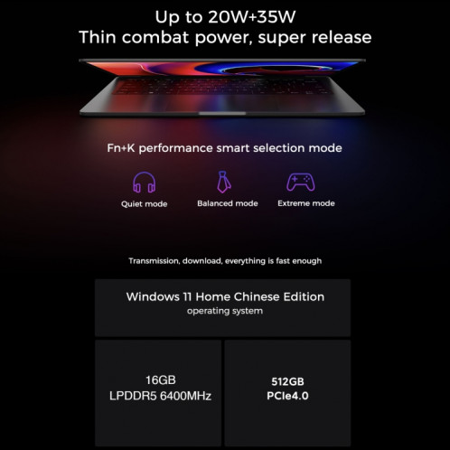 Ordinateur portable Xiaomi RedmiBook Pro 14 pouces, 16 Go + 512 Go, Windows 11 Home Version chinoise, AMD Ryzen 7 6800H Octa Core (Gris Starlight) SX201A1132-013