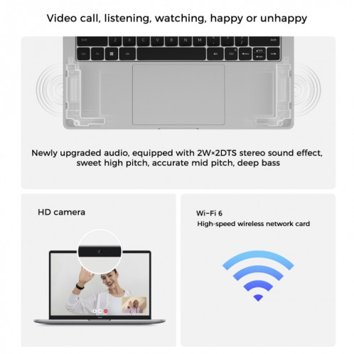 Ordinateur portable Xiaomi RedmiBook Pro 15 2022 15,6 pouces, 16 Go + 512 Go, Windows 11 Home Version chinoise, AMD Ryzen 7 6800H Octa Core RTX2050 Graphiques discrets (Gris Starlight) SX501A862-014