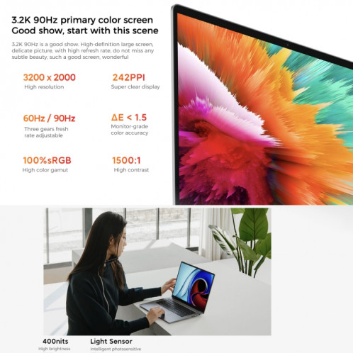 Ordinateur portable Xiaomi RedmiBook Pro 15 2022 15,6 pouces, 16 Go + 512 Go, Windows 11 Home Version chinoise, AMD Ryzen 7 6800H Octa Core RTX2050 Graphiques discrets (Gris Starlight) SX501A862-014
