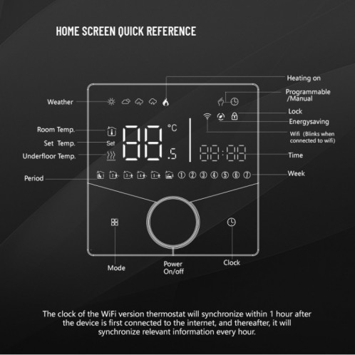 BHT-009GALW Chauffage à eau WiFi Smart Home LED Thermostat (Noir) SH401A1779-013