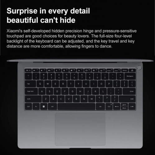 Ordinateur portable Xiaomi Book Pro 14 2022, 16 Go + 512 Go, écran tactile 14 pouces Windows 11 Home Version chinoise, Intel 12e génération Core i5-1240P Integrated Graphics (Gris) SX501A1456-021