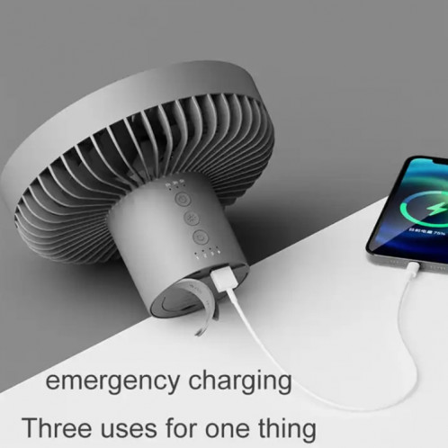 DQ212 10000mAh Outdoor Portable Camping Fan Tent Hanging Vertical Light (Noir Gris) SH601B1900-06