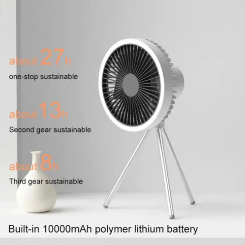 DQ212 10000mAh Outdoor Portable Camping Fan Tent Hanging Vertical Light (Noir Gris) SH601B1900-06