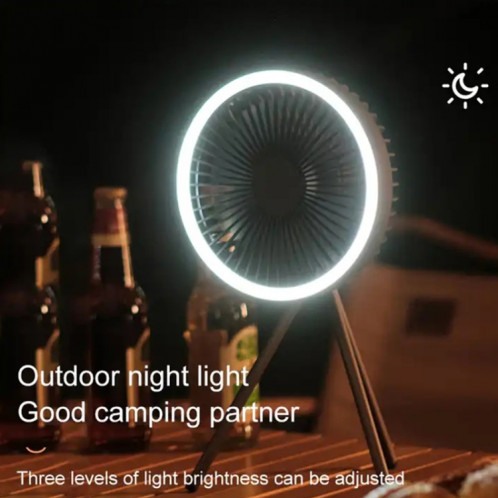 DQ212 10000mAh Outdoor Portable Camping Fan Tent Hanging Vertical Light (Noir Gris) SH601B1900-06