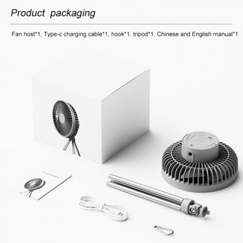 DQ213 4000mAh Outdoor Portable Camping Fan Tent Hanging Vertical Light (Noir Gris) SH701B131-08
