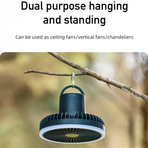 DQ216 10000mAh Extérieur Portable Levable Tête Pivotante Camping Ventilateur Tente Suspendue Vertical Coloré Lumière avec Télécommande (Vert Avocat) SH201C1096-07