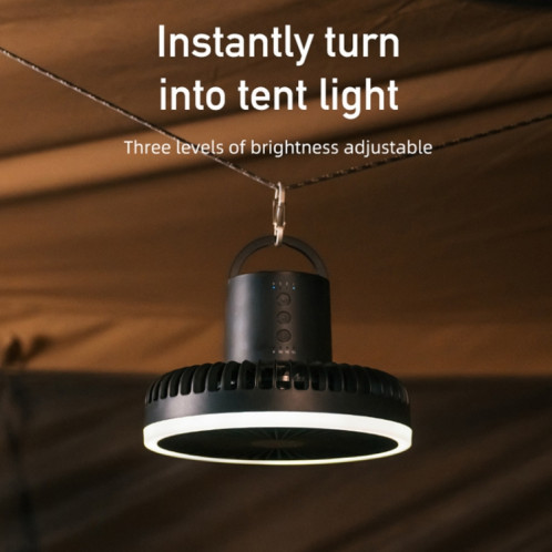 DQ216 10000mAh Extérieur Portable Levable Tête Pivotante Camping Ventilateur Tente Suspendue Vertical Coloré Lumière avec Télécommande (Vert Avocat) SH201C1096-07