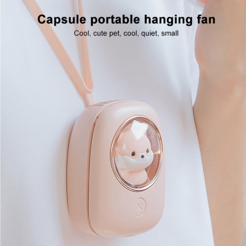 M18 USB Chargeant Silencieux Portable Suspendu Cou Space Capsule Ventilateur Électrique (Rose) SH601B1313-07