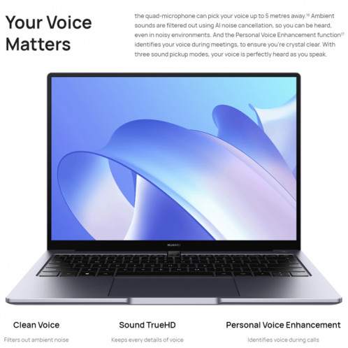 Ordinateur portable HUAWEI MateBook 14, 16 Go + 512 Go, écran tactile 14 pouces Windows 11 Home Version chinoise, Intel 12e génération Core i5-1240P Carte graphique intégrée (Gris) SH201A1013-019