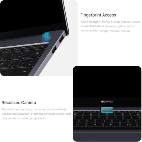 Ordinateur portable HUAWEI MateBook 14, 16 Go + 512 Go, écran tactile 14 pouces Windows 11 Home Version chinoise, Intel 12e génération Core i7-1260P Carte graphique intégrée (Argent) SH301B693-020