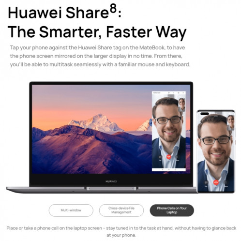 Ordinateur portable HUAWEI MateBook B3-420, 8 Go + 512 Go, 14 pouces Windows 11 Home Version chinoise, Intel 11th Gen Core i5-1135G7 Integrated Graphics (Gris foncé) SH101A1308-019
