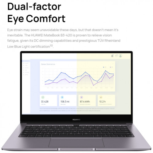 Ordinateur portable HUAWEI MateBook B3-420, 8 Go + 512 Go, 14 pouces Windows 11 Home Version chinoise, Intel 11th Gen Core i5-1135G7 Integrated Graphics (Gris foncé) SH101A1308-019