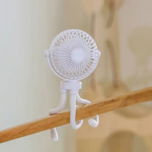 T8 2000mAh Flexible Octopus Trépied Ventilateur Portable Rotatif (Blanc) SH501C1731-07