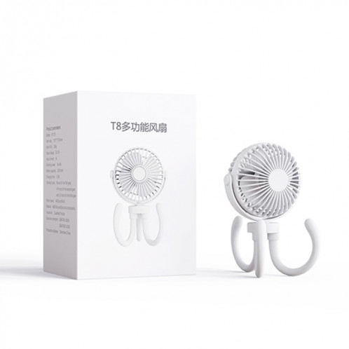 T8 2000mAh Flexible Octopus Trépied Ventilateur Portable Rotatif (Noir) SH501A1003-07