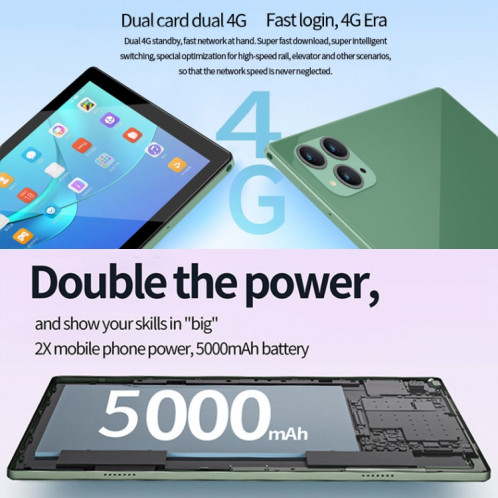 Tablette PC BDF P50 4G LTE 10,1 pouces, 8 Go + 128 Go, Android 11 MTK6755 Octa Core, prise en charge double SIM, (argent) SB801B578-010