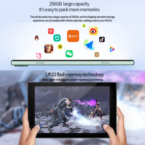 Tablette PC BDF P50 4G LTE 10,1 pouces, 8 Go + 256 Go, Android 12 MTK6762 Octa Core, prise en charge double SIM, (bleu) SB901A1787-010