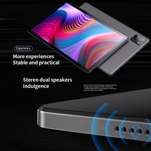Tablette PC BDF P60 4G LTE 10,1 pouces, 8 Go + 256 Go, Android 12 MTK6762 Octa Core, prise en charge double SIM, (gris) SB301B1740-010