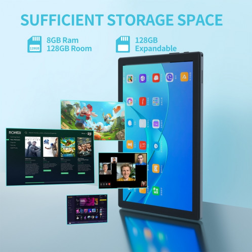 Tablette PC BDF P70 4G LTE 10,1 pouces, 8 Go + 128 Go, Android 11 MTK6755 Octa Core, prise en charge double SIM, (argent) SB601C474-012