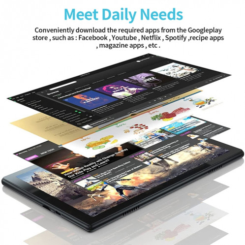 Tablette PC BDF P70 4G LTE 10,1 pouces, 8 Go + 256 Go, Android 12 MTK6762 Octa Core, prise en charge double SIM, (bleu) SB701B237-012