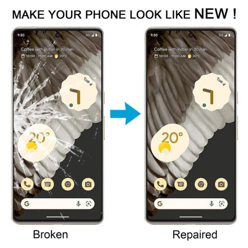 Pour Google Pixel 7 Pro lentille extérieure en verre avec adhésif OCA optiquement transparent SH45011669-07