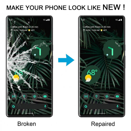 Pour Google Pixel 6 Pro lentille extérieure en verre avec adhésif OCA optiquement transparent SH45041909-07