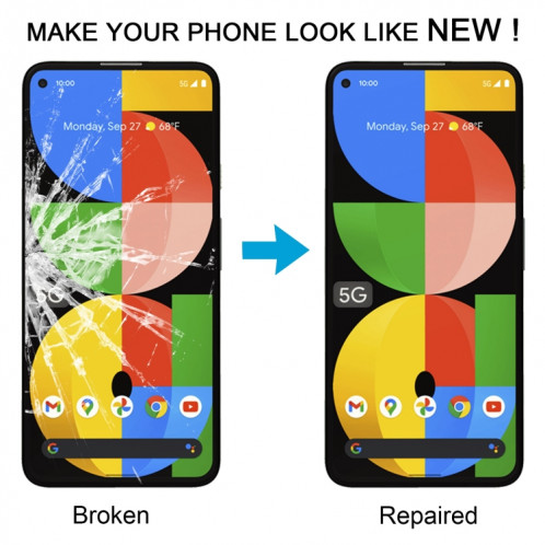 Pour Google Pixel 5a 5G lentille extérieure en verre avec adhésif optiquement transparent OCA SH45061321-07
