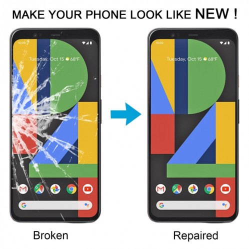 Pour Google Pixel 4XL lentille extérieure en verre avec adhésif optiquement transparent OCA SH45071540-07