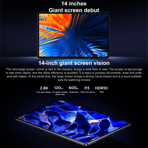 Xiaomi Pad 6 Max 14 pouces, 16 Go + 1 To, MIUI 14 OS Qualcomm Snapdragon 8+ 4 nm Octa Core, batterie 10000 mAh (noir) SX404A1096-017