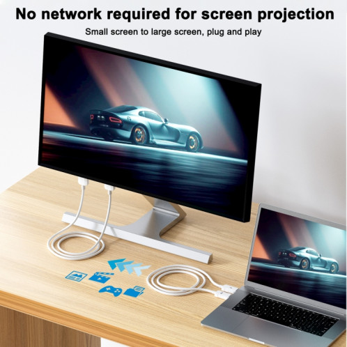 THT-020-8-1 Ensemble de partage d'écran sans fil émetteur HDMI 4 en 1 (blanc) SH101A1997-011
