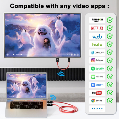 THT-020-8-2 Ensemble de partage d'écran sans fil émetteur HDMI 4 en 1 (noir) SH201A1466-011