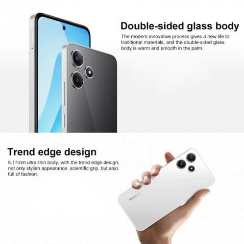 Xiaomi Redmi 12 5G, 8 Go + 256 Go, 6,79 pouces MIUI 14 Qualcomm Snapdragon 4 Gen2 Octa Core jusqu'à 2,2 GHz, réseau : 5G (blanc) SX403A1476-09