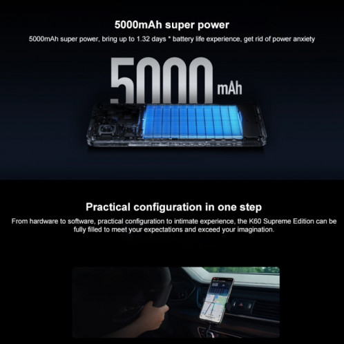 Xiaomi Redmi K60 Ultra 5G, 16 Go + 256 Go, 6,67 pouces MIUI 14 Mediatek Dimensity 9200+ Octa Core jusqu'à 3,35 GHz, NFC, réseau : 5G (noir) SX902A1117-011