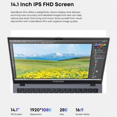 Ordinateur portable CHUWI GemiBook XPro 14,1 pouces, 8 Go + 256 Go, Windows 11 Intel Alder Lake-N N100 Quad Core SC0601760-016