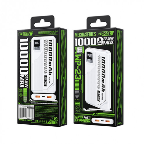 WK WP-23 Mecha II Series 10 000 mAh 22,5 W Banque d'alimentation à charge ultra rapide (blanc) SW601A1608-08