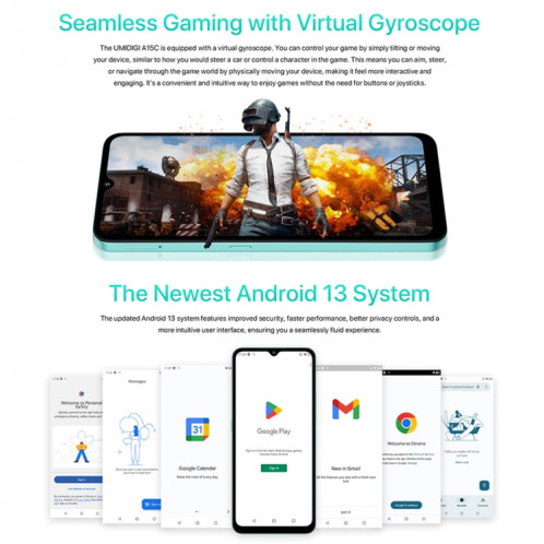  UMIDIGI A15C, 8 Go + 128 Go, identification faciale et identification par empreinte digitale latérale, 6,7 pouces Android 13 Unisoc T606 Octa Core, réseau : 4G, NFC, OTG (violet lavande) SU804E206-016