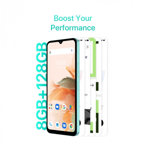  UMIDIGI A15C, 8 Go + 128 Go, identification faciale et identification par empreinte digitale latérale, 6,7 pouces Android 13 Unisoc T606 Octa Core, réseau : 4G, NFC, OTG (violet lavande) SU804E206-016