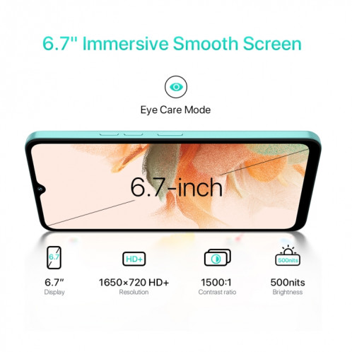 UMIDIGI A15C, 8 Go + 128 Go, identification faciale et identification par empreinte digitale latérale, 6,7 pouces Android 13 Unisoc T606 Octa Core, réseau : 4G, NFC, OTG (violet lavande) SU804E206-016