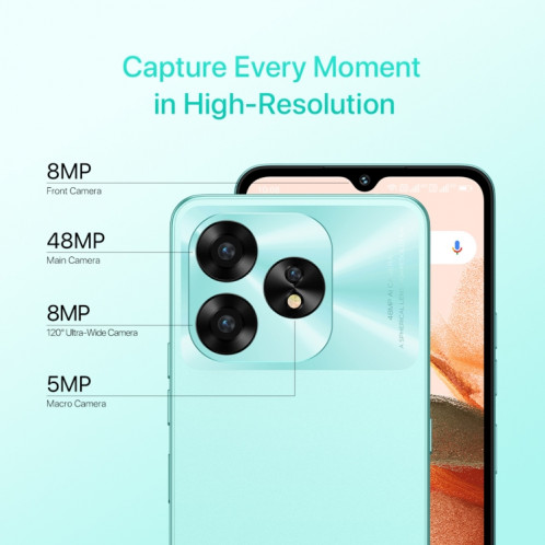  UMIDIGI A15C, 8 Go + 128 Go, identification faciale et identification par empreinte digitale latérale, 6,7 pouces Android 13 Unisoc T606 Octa Core, réseau : 4G, NFC, OTG (violet lavande) SU804E206-016