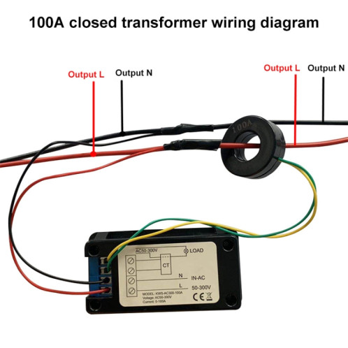 Voltmètre de courant numérique KWS-AC300-100A 50-300V AC avec transformateur fermé (noir) SH301A580-011