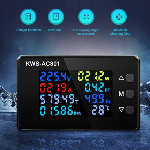 Voltmètre de courant à affichage numérique à commutation AC KWS-AC301L-100A 50-300 V avec communication 485 (noir) SH001A760-010