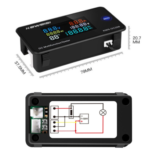 KWS-DC200-50A 8-120V DC Montre de courant de tension à affichage numérique avec shnt (noir) SH801A446-09