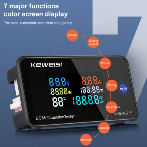 KWS-DC200-50A 8-120V DC Montre de courant de tension à affichage numérique avec shnt (noir) SH801A446-09