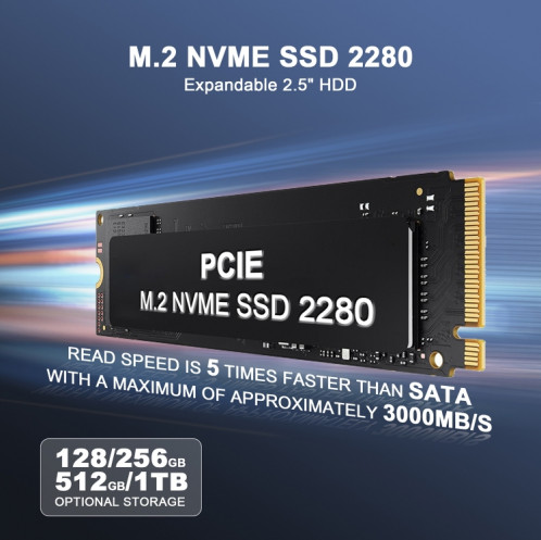 GXMO GX55 Windows 11 Intel N5105 Mini PC NVME SSD WiFi Mini ordinateur de bureau, spécifications : 16 Go + 512 Go (noir) SG501A1435-014