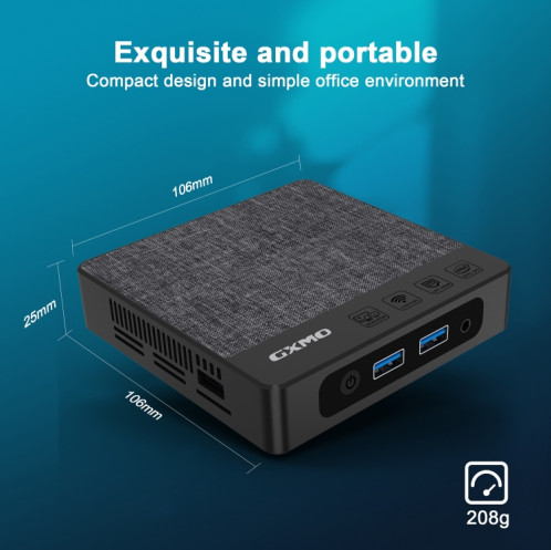 GXMO N42 Windows 11 Intel Gemini Lake N4020C Mini PC NVME SSD WiFi Mini ordinateur de bureau, spécifications : 6 Go + 64 Go + 256 Go (noir) SG802A1563-013
