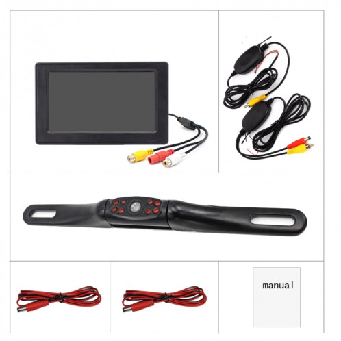 PZ703 413C-W voiture étanche externe sans fil image de recul caméra de Vision nocturne + moniteur de vision arrière 4,3 pouces SH54501704-012