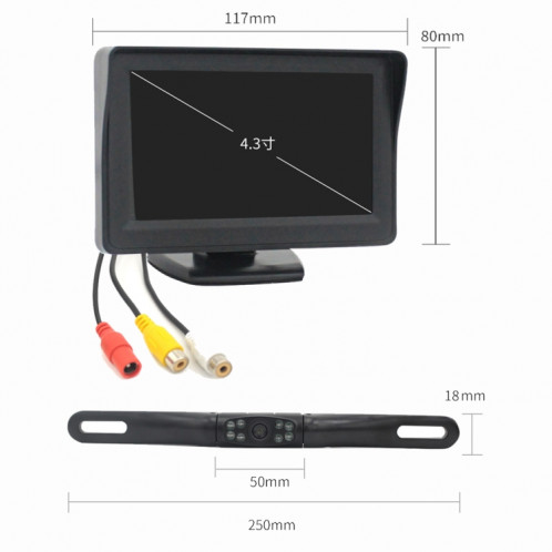PZ703 413C-W voiture étanche externe sans fil image de recul caméra de Vision nocturne + moniteur de vision arrière 4,3 pouces SH54501704-012